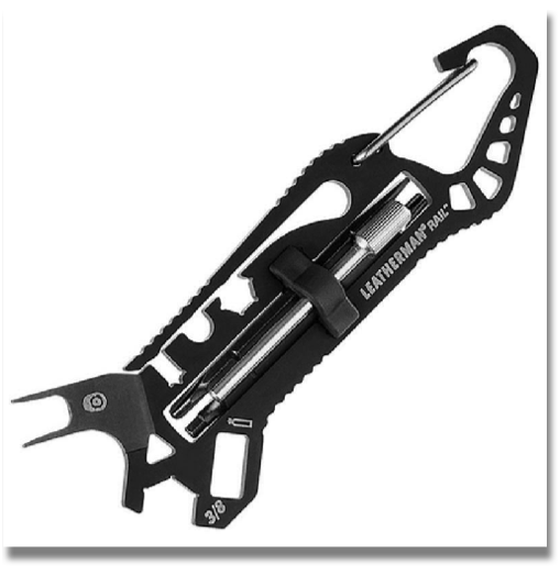 LEATHERMAN RAIL- MOLLE BLACK

Specifically Designed For Ar Front Sight Adjustment Tool 3/8'' Tactical Rail Wrench Bit Driver 2 Phillips(r) Bit 1/4'' Screwdriver 7/16'' Allen Wrench Star-style Bit 1/8'' Tool Punch Oxygen Bottle Wwrench Carabiner 420 Stainless Steel With Black Oxide Finish 25-year Warranty Includes Black Molle Sheath