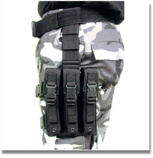 BLACKHAWK OMEGA 
ELITE SMG MAGPOUCH

Flaps are held secure by side release buckles, Made of 1000 denier nylon lined with closed cell foam, IVS back panel for increased ventilation and added comfort, Adjustable Lid Design on most pouches to fully secure each device, Elastic rubberized leg straps for stability and comfort, Drainage grommets in the bottom of pouches

