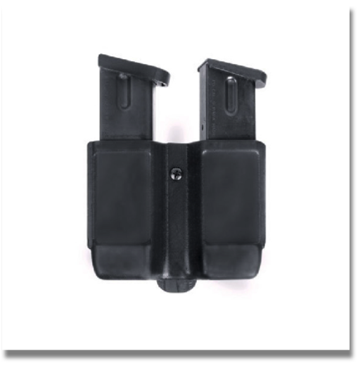 BH DOUBLE MAG CASE 
SINGLE/DOUBLE STACK

Now twice the capacity of our single mag pouch with the same great tension spring for different width magazines, Single stack / Double stack magazine version, Includes both belt loops and belt clip, Adjustable hook for different width belts on the belt clip, Curved to waist line for slimmer profile


