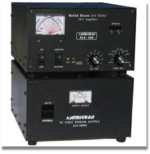 AMERITRON ALS 600

No tuning, no fuss, no worries - just turn on and operate ... includes AC power supply, 600 Watts output, continuous 1.5-22 MHz coverage, instant bandswitching, no warm up, no tubes to baby, fully SWR protected, extremely quiet, very compact
