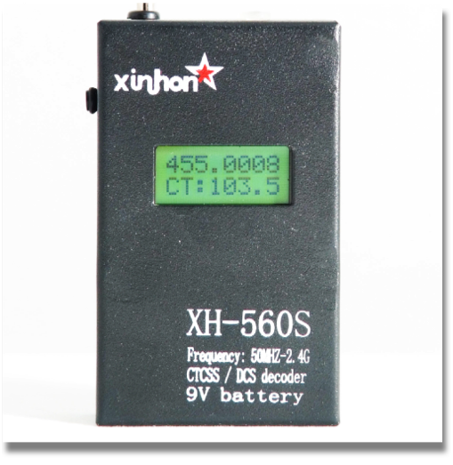XH-560S Mini Frequency Counter 50 MHz-2.4 GHz CTCSS/DCS decoder for Two-Way Radio



»     Frequency accuracy: 1k or 0.1K
»    Testing distance :UHF: 8m, VHF: 5m.
»    Testing range : 50MHz ~ 2.4 GHz
»     LCD Display
»     Antenna : pulling out antenna
»     Battery : 9V
»     Full metal case, very durable.

