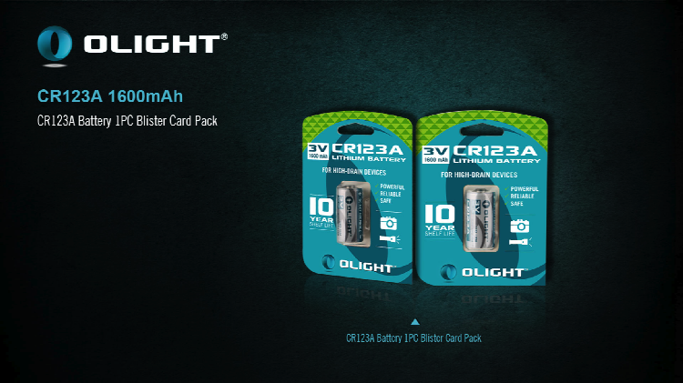 Olight CR123A Lithium battery 3V 1600mAh